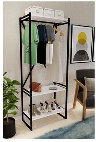 Портманто Metal Coat Stand&#44 Shoe Rack - бял