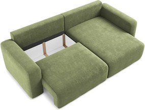 Зелен шенилов сгъваем/с място за съхранение ъглов диван (десен ъгъл) Kona – Makamii