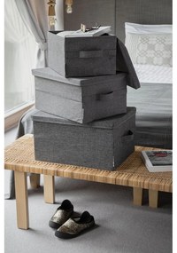 Сива текстилна кутия за съхранение с капак 35x19x26 cm Soft Storage – Bigso Box of Sweden