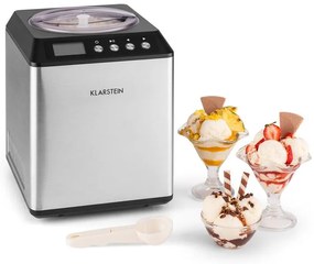 Klarstein Vanilla Sky, сладоледмашина с компресор, неръждаема стомана, 2 Л, 180 W, сребро