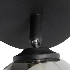 Модерен прожектор черен с димно стъкло 2-светлина - Атина