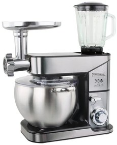 Разопакован: Кухненски робот със стоманена купа Royalty Line RL-PKM2500BG, Метален, 2500W Max, 10 литра, Блендер, Миксер, Месомелачка, Инокс