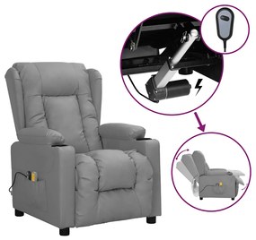 3098812 vidaXL Електрически масажен стол, сив, изкуствена кожа