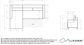 Тъмносин разтегателен ъглов диван от рипсено кадифе (ляв ъгъл) Lofty Lilly – Miuform