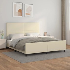 3125459 vidaXL Рамка за легло с табла, кремава, 160x200 см, изкуствена кожа