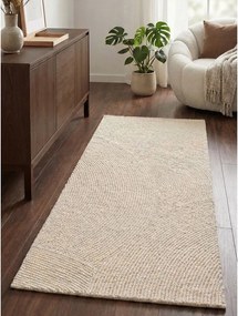 Ръчно изработена вълнена пътека в светло естествен цвят 80x300 cm Calmio – Hanse Home