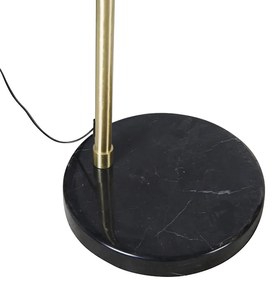 Модерна дъгова подова лампа месинг с мраморна основа и черен абажур 32,5 см - XXL