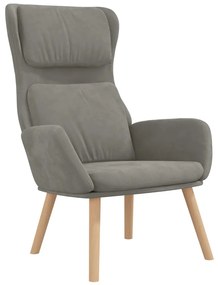 341351 vidaXL Релакс стол, светлосив, кадифе