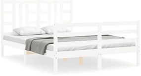 3193927 vidaXL Рамка за легло с табла бяла King Size масивно дърво