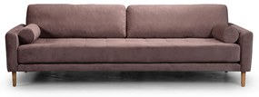 Четириместен диван Midcentury в ръждиво розово кадифе, 244/93/66 см