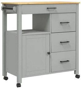 376110 vidaXL Кухненска количка "MONZA" 84x40x88,5 см борово дърво масив