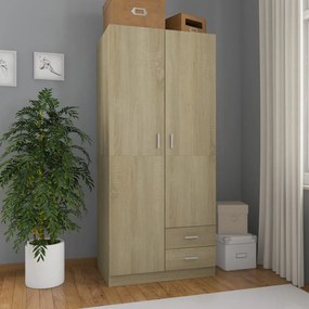 800642 vidaXL Гардероб, дъб сонома, 80x52x180 см, инженерно дърво