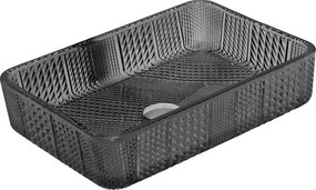 Mexen Akra стъклена мивка за плот 46 x 33 см, черна - 24024670