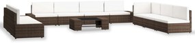 3054598 vidaXL Градински комплект, 10 части, кафяв полиратан