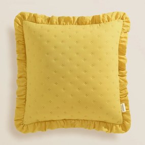 Романтична калъфка за възглавница MOLLY в горчично жълто 45 x 45 cm