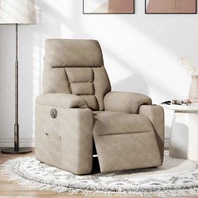 3303073 vidaXL Електрически реклайнер стол, таупе, микрофибърен текстил