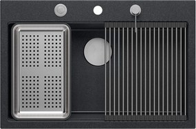 гранитна мивка MARC 110 WORKSTATION Black Metallic