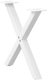 4012901 vidaXL Крака за масичка за кафе, X-образни, 2 бр., бели, 60 x (42-43) см, стомана