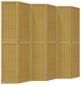358827 vidaXL Разделител за стая, 6 панела, кафяв, дърво пауловния масив
