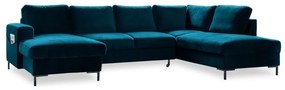 Кадифен разтегателен ъглов диван петролен (десен ъгъл) Lofty Lilly – Miuform