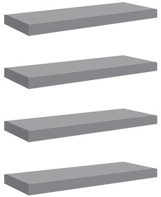 323855 vidaXL Окачени стенни рафтове, 4 бр, сиви, 60x23,5x3,8 см, МДФ
