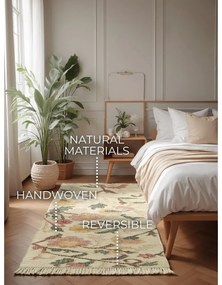 Кремава ръчно изработена ютена пътека 80x200 cm Roya Violette – Elle Decoration