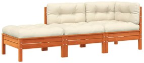 838174 vidaXL Градински диван с възглавници и табуретка, 3-местен