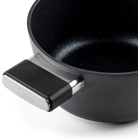 Тенджера Luigi Ferrero Regina FR-2040 20x10 см, 2.5 л, Незалепващо покритие, Стъклен капак с отвор за пара, Индукция, Черен