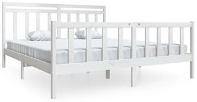 3100974 vidaXL Рамка за легло бяла 180x200 см Super King дърво масив