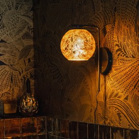 Дизайнерски стенен аплик черен със златно стъкло - Bert