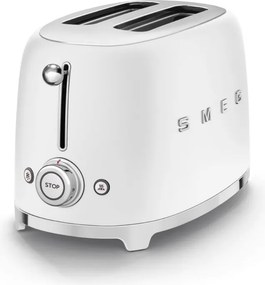 Тостер за хляб SMEG 50's Style TSF01WHMEU, 950W, 2 филии, 6 нива, Тавичка за трохи, Вграден кабел, Неръждаема стомана, Бял мат
