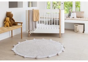 Светлосив ръчно изработен памучен детски килим подходящ за пране ø120 cm Bubbly – Lorena Canals
