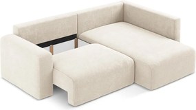 Кремав шенилов сгъваем/с място за съхранение ъглов диван (десен ъгъл/L форма) Kona – Makamii
