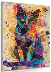Картина на платно – Котка с имитация на живопис