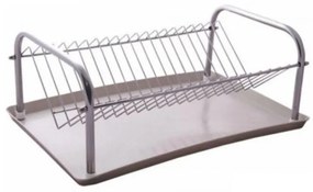 Сушилник за съдове Rosini SS-10402, Подвижна тава за отцеждане 16х40х25 см, Сребрист
