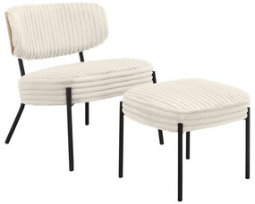 Кремав фотьойл с табуретка от рипсено кадифе Jerry – Støraa