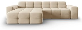 Бежов ъглов диван от кадифе (ляв ъгъл) Kendal - Micadoni Home