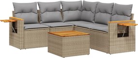 3259210 vidaXL Градински диван с възглавници, 6 части, бежов полиратан