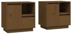 814486 vidaXL Нощни шкафчета, 2 бр, меденокафяви, 50x34x50 см, бор масив