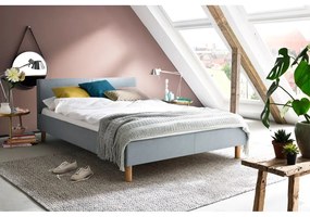 Синьо /сиво двойно легло 140x200 cm тапицирано без ламелно дъно Lena – Meise Möbel