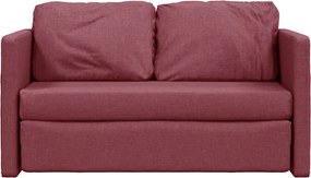 Подов разтегателен диван 2-в-1 виненочервен 112x174x55 см плат