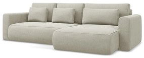 Бежов разтегателен ъглов диван с място за съхранение (десен ъгъл) Kapua – Makamii