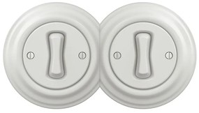 Kliklap - Двоен ретро еднополюсен ключ с рамка № 1, бял