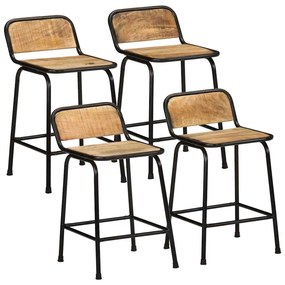 4013535 vidaXL Бар табуретки, 4 бр, 46x35,5x70 см, мангово дърво Грубо масив