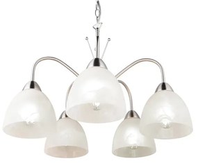 Бяло-сребристо висящо осветително тяло със стъклен абажур ø 55 cm Dobby – Trio