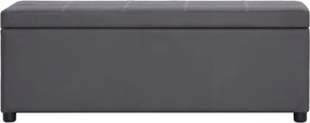 281312 vidaXL Пейка с отделение за съхранение, 116 см, сива, изкуствена кожа