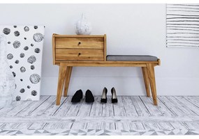 Пейка с чекмеджета от дъбова дървесина със светлосива седалка Retro - The Beds