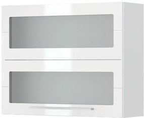 Висящ шкаф Hudson V7-90-2KSP with Витрина-White - White glossy
