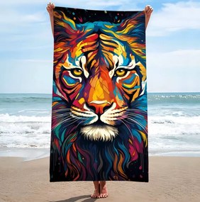 Плажна кърпа с цвят на тигър - екзотичен мотив, бързосъхнеща 100x180 cm