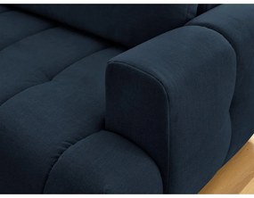 Тъмносин сгъваем/с място за съхранение ъглов диван (ляв ъгъл/L форма) Fuji – Bobochic Paris